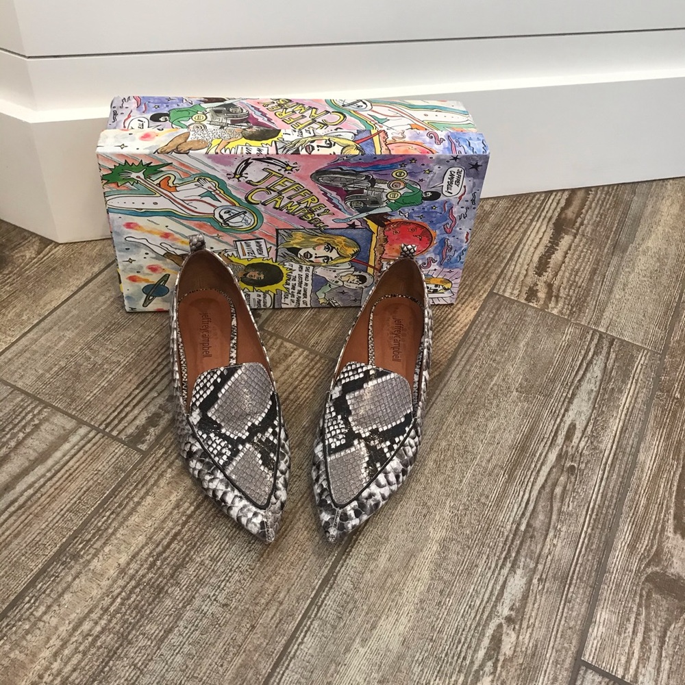 Jeffrey Campbell Monochrome Snake Pattern Loafers